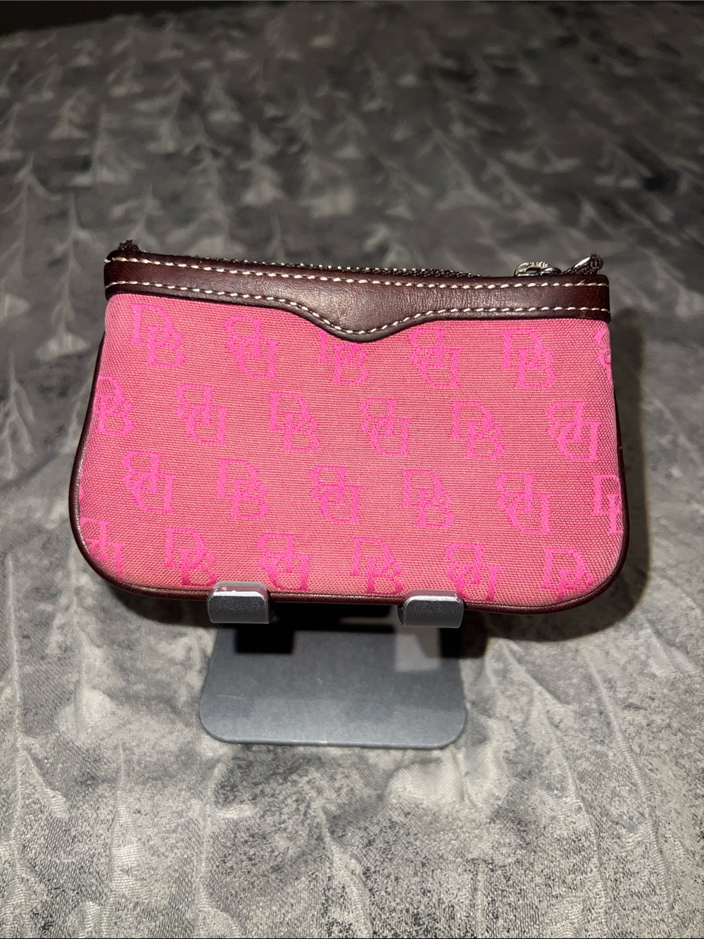 Dooney and Bourke Pink Monogram  Canvas Wallet with Leather Trim. - Picture 3 of 10